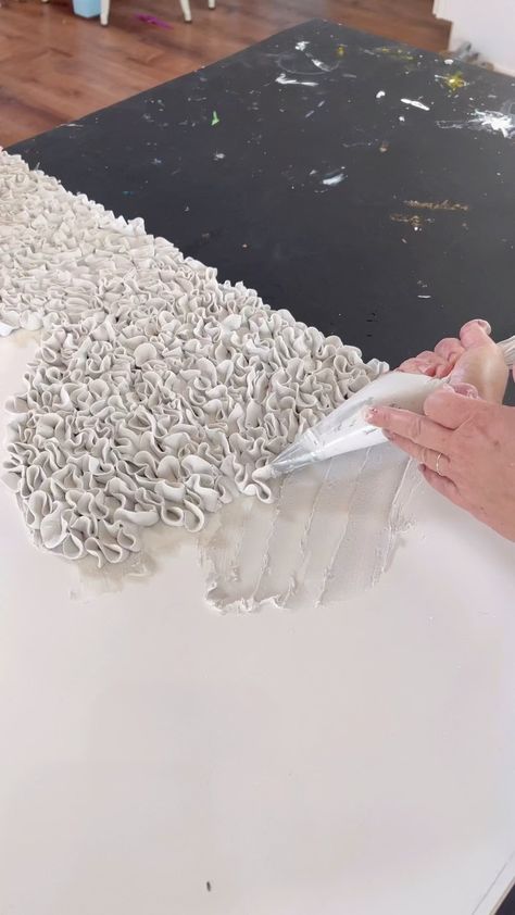 I have a hand cramp just watching this video playback ✨ This piping process took several weeks, 6 gallons of medium and weighs over 50lbs!… | Instagram Plaster Piping Art, Piping Art On Canvas, Minimal Canvas Art, Bild Gold, Wal Art, Weaving Loom Diy, Abstract 3d Art, Fiber Wall Art, Acrylic Art Projects