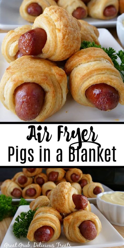 Pigs In A Blanket Recipe, Air Fried Food, Air Fryer Oven Recipes, Air Fry Recipes, Crescent Dough, Air Fryer Dinner Recipes, Quick Snack, Pigs In A Blanket, Air Fryer Recipes Easy