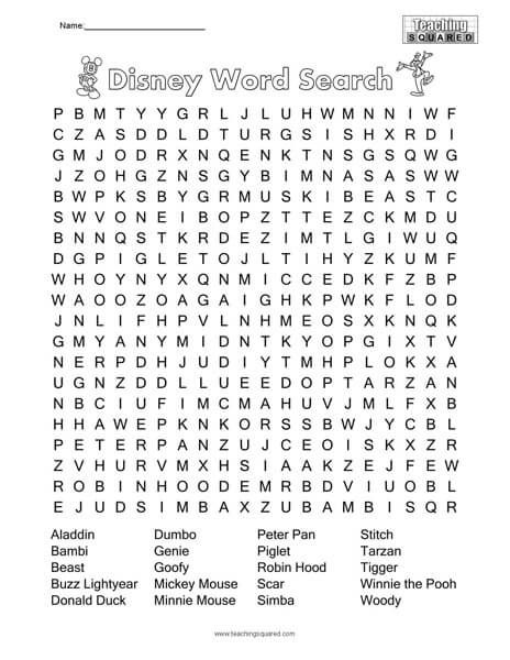 Click on the image to view and print the worksheet. Disney Character Word Search Puzzle- Easy Have fun with this word search puzzle of Disney Characters. Word Search Disney, Disney Worksheets, Wordsearch Worksheets, Hard Word Search, Disney Word Search, Word Puzzles For Kids, Easy Word Search, Kids Word Search, Disney Activities