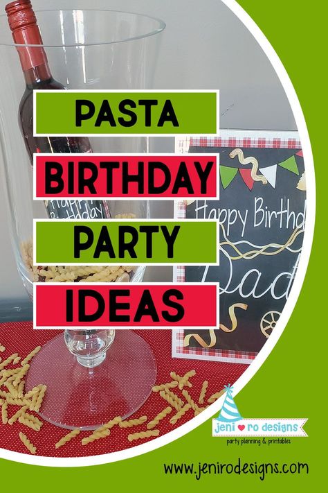 Throw a pasta night birthday party for the pasta lover in the family. Party printables from jeni ro designs to decorate for the pasta fun! jenirodesigns.com National Pasta Day, Printable Birthday Decorations, Taco Birthday, Sweets Birthday, Personalized Party Decorations, Birthday Ice Cream, Night Birthday Party, Birthday Sweets, Printable Party Games