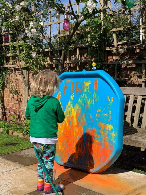 Great Fire Of London Tuff Tray, Fireman Eyfs Activities, Fireman Sensory Play, Eyfs Outdoor Activities Ideas, Tuff Tray Ideas Under 1, People Who Help Us Sensory Activities, Firefighter Eyfs Activities, Eyfs Firefighters Activities, People Who Help Us Eyfs Crafts