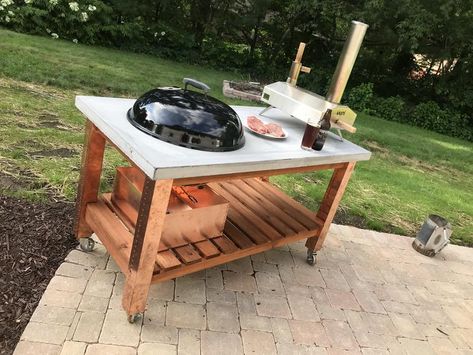 Concrete Grill, Bbq Bench, Outdoor Cooking Table, Bbq Station, Bbq Stand, Pizza Oven Outdoor Kitchen, Oven Outdoor, Backyard Patio Deck, Grill Cart