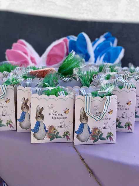 Peter Rabbit Goodie Bags, Birthday Goody Bags, Peter Rabbit Birthday, Rabbit Birthday, Birthday Goodie Bags, Baby Rabbit, Goody Bags, Boys Birthday, Peter Rabbit