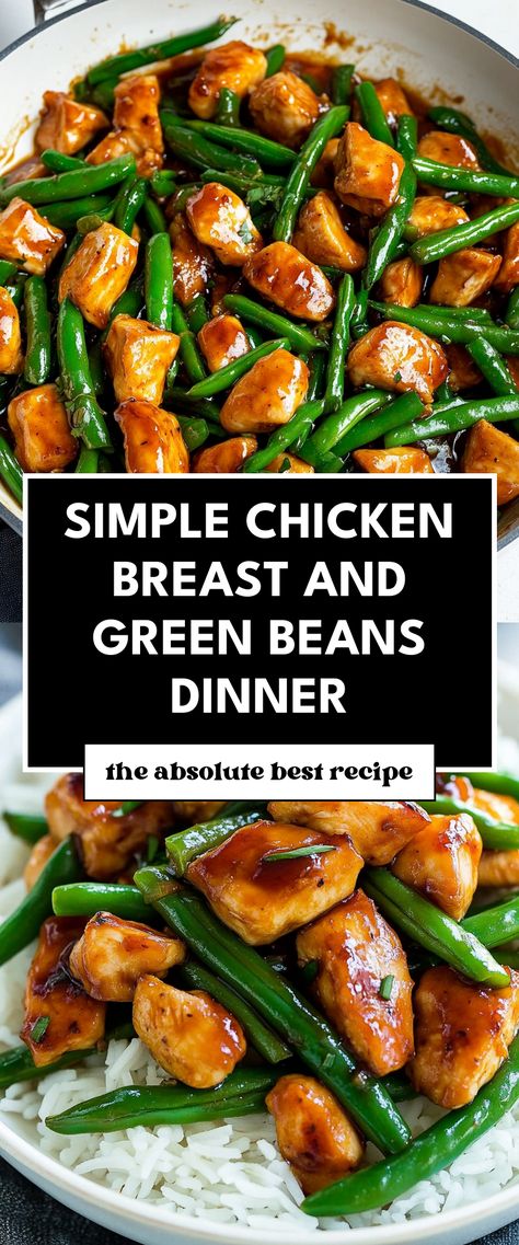 Image for Simple Chicken Breast and Green Beans Dinner Healthy Dinner With Chicken Breast, Chicken Green Beans Crockpot, Easy Chicken And Vegetable Recipes, Green Beans Pressure Cooker, December Dinners, Green Beans Dinner, Green Beans And Chicken, String Bean Chicken, Simple Chicken Breast