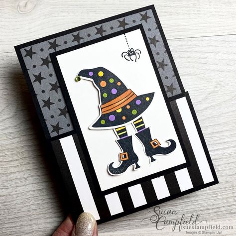 Halloween Cards Stampin Up Ideas 2023, Su Bewitching, Susan Campfield, Halloween Cards Diy, Fall Greeting Cards, Card Stamping, Art Impressions Stamps, Cards Halloween, Carte Halloween