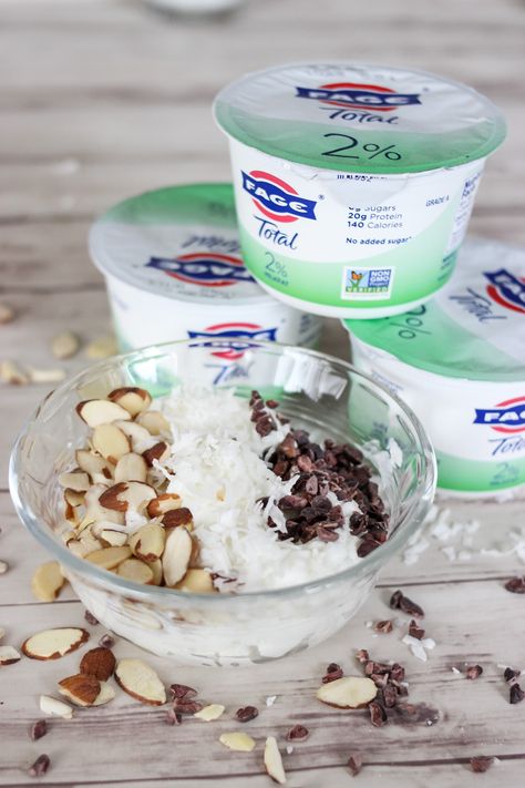 5 Extraordinary Yogurt Bowls You'll Love - Almond Joy Inspired - [ad] Need a little snack mix up or breakfast reboot? I’m sharing 5 extraordinary yogurt bowls that are sure to brighten up your day! Made with @fage Greek yogurt and plenty of yummy mix-in’s to make your belly happy! #PlainExtraordinary #FAGE Greek Yogurt Mix Ins, Yogurt Mix Ins, Ways To Use Greek Yogurt, Fage Yogurt Recipes, Greek Yogurt Bowl, List Of Veggies, Fage Yogurt, Yogurt Bowls, Healthier Meals