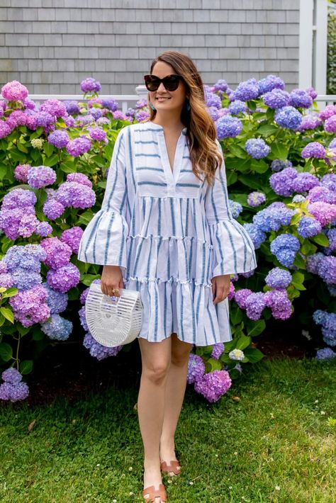 Caroline Constas Blue Stripe Linen Dress Cotton Dress Summer Casual, Rtw Dress, Cotton Dresses Summer, Cotton Night Dress, Cotton Stripe Dresses, Striped Linen Dress, Cotton Short Dresses, Western Dresses For Women, Stylish Short Dresses