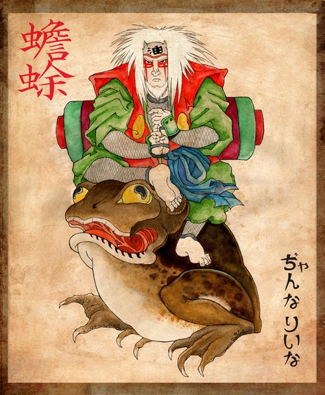 Naruto Toad, Jiraiya Wallpaper, Toad Sage, Toad Tattoo, Indian Tattoo Design, Naruto Jiraiya, Dragon Wallpaper Iphone, Japanese Art Styles, Frog Tattoos