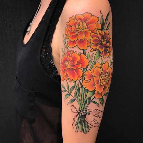 October Birth Flower Tattoo, Wildflowers Tattoo, Marigold Tattoo, October Birth Flower, Flor Tattoo, Daisy Flower Tattoos, October Birth Flowers, October Flowers, Bouquet Tattoo