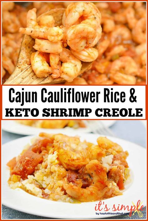 Keto Shrimp Creole is a quick and flavorful #lowcarb Louisiana dish. Shrimp Creole served over a bed of #cauliflower rice. A #cajun family friendly comfort food #recipe that makes a hearty weeknight #dinner. Perfect for meal prep! #ketorecipes #lowcarbrecipes #shrimprecipes #creole #easyketorecipe #ketodinner #ketoshrimp #quicklowcarb #30minutes #cauliflowerrice #lowcarbdinnerideas #mealprep #familyfriendlydinner #ketocauliflower #lowcarbcauliflower #lchf #ketodietforbeginners #neworleans Louisiana Shrimp, Low Carb Shrimp, Louisiana Dishes, Keto Shrimp Recipes, Keto Shrimp, Seafood Shrimp, Shrimp Creole, Cauliflower Dishes, Creole Recipes