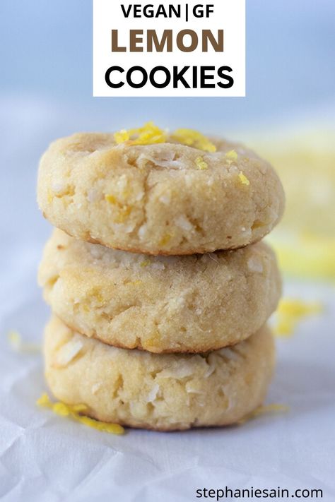 Soft Lemon Cookies, Chewy Lemon Cookies, Cookies Sans Gluten, Galletas Keto, Lemon Cookies Recipes, Vegan Cookies Recipes, Chewy Cookies, Desserts Vegan, Low Carb Cookies