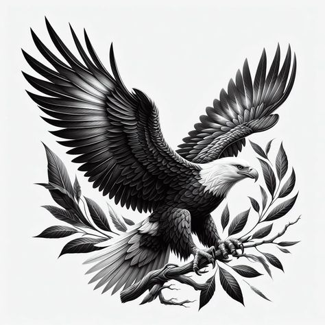 I will make a stunning modern custom tattoo, realism Flying Eagle Tattoo, Eagle Wings Tattoo, American Eagle Tattoo, Angel Warrior Tattoo, Cover Up Tattoos For Men, Tattoo Realism, Flying Tattoo, Eagle Drawing, Remembrance Tattoos