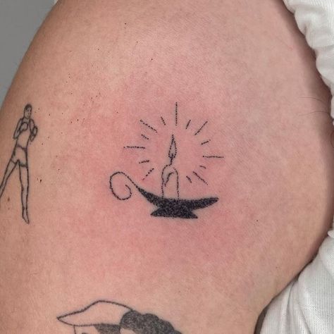 There Is A Light That Never Goes Out Tattoo, Small Candle Tattoo, Candle Stick Tattoo, Candlestick Tattoo, Smol Tattoos, Candles Tattoo, Stick Poke, Stick Tattoo, Stick Poke Tattoo