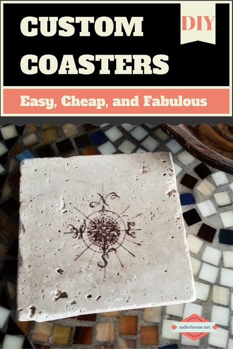 Nautical coasters - SO EASY! Nautical Coasters, Coastal Tile, Ocean Diy, Coaster Projects, Absorbent Coasters, Rustic Stone, Quick Diy, Diy Coasters, Custom Tiles