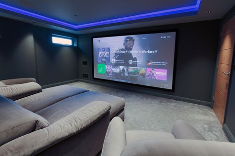 Gaming room design and install by the Pyramid Group Home Theater Snack Bar, Home Theater Room, Home Theater Room Design, Theater Rooms, Theater Room Design, Media Room Design, Home Cinema Room, Home Theater Decor, Home Theater Rooms