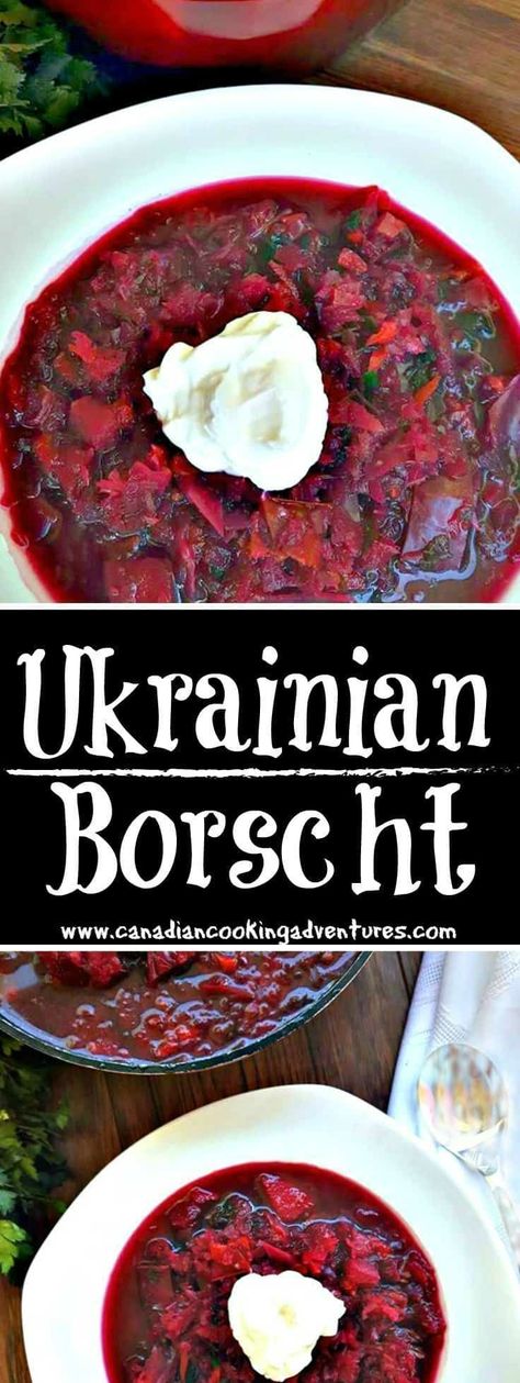 Red Borscht, Ukrainian Borscht, Borscht Recipe, Borscht Soup, Food Fall, Cooking Beets, Russian Food, Mock Neck Shirt, Ukrainian Recipes