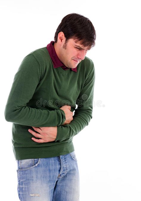 Young man with strong stomach pain. Isolated on white background , #SPONSORED, #strong, #stomach, #Young, #man, #white #ad Holding Stomach Pose Reference, Holding Stomach Pose, Stomach Reference, Pain Expression, Stomach Growling, Man Clutch, Half Body, Pose References, Stomach Ache