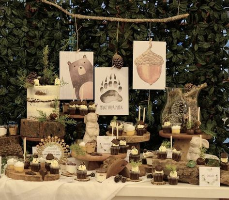 Forest Baby Shower Decorations, Woodland Dessert Table, Woodland Baby Shower Theme Decorations, Woodland Baby Shower Theme Boy, Baby Shower Songs, Woodland Baby Shower Food, Woodland Party Decorations, Baby Shower Planner, Babyshower Party