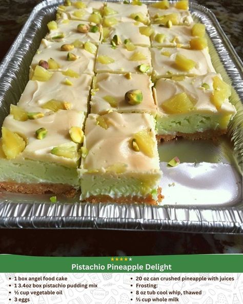 Grandma's Favorite Recipes Pistachio Pineapple Cake, Pineapple Cake Recipe, Pistachio Pudding, Pistachio Cake, Kinds Of Desserts, Pineapple Cake, 9x13 Baking Dish, Angel Food Cake, Food Cake