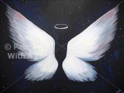 Angel Wings - Lexington, KY Painting Class - Painting with a Twist Angel Wings Painting, Angel Wings Art, Painting With A Twist, Wings Wallpaper, Wings Drawing, Wings Art, Painting Party, White Angel, Angel Painting