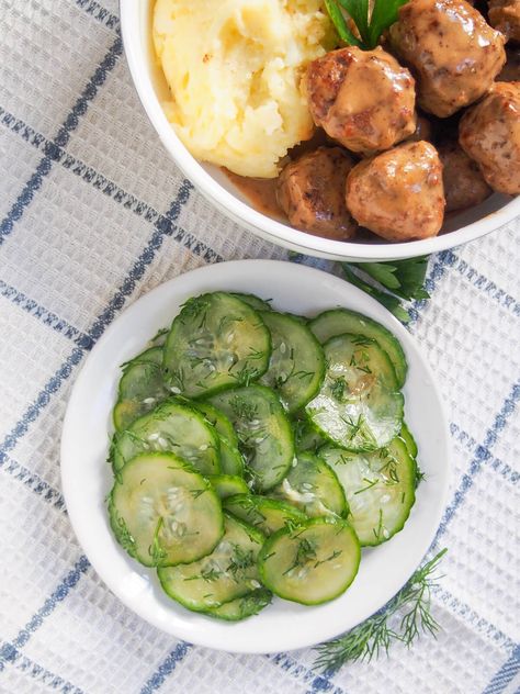 Swedish Cucumbers, Swedish Cucumber Salad, Cucumber Salad German Style, German Cucumber Salad Vinegar, Tahm Kench, Finnish Cucumber Salad, Swedish Pickled Cucumbers, Sweedish Meatball, Quick Pickles