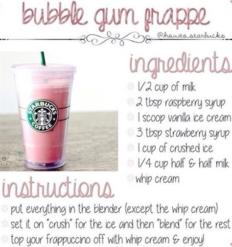 Resep Starbuck, Starbucks Secret Menu Recipes, Starbucks Drinks Diy, Secret Starbucks Recipes, Frappe Recipe, Healthy Starbucks Drinks, Secret Starbucks Drinks, Frappuccino Recipe, Strawberry Acai