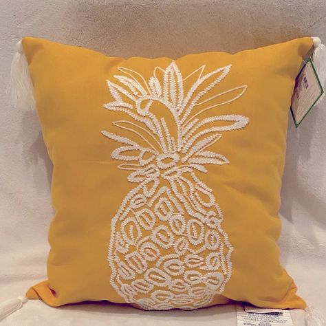 Beach House Tropical, Pumpkin Squares, Artisan Pillows, Summer Beach House, Fun Throw Pillows, Tassel Pillow, Tropical Pool, Embroidered Leaves, Embroidered Pillow Covers