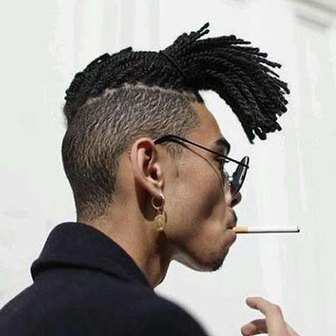 Locks with a Twist Dreadlock Hairstyles For Men, Black Men Haircuts, Black Men Hairstyles, Corte De Cabelo Masculino, Funky Hairstyles, Dope Hairstyles, Dreadlock Hairstyles, Foto Poses, Teen Hairstyles