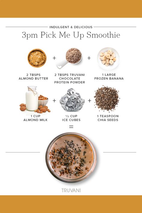 Smoothie Chocolate Protein Powder, Chia Protein Shake, Protein Shake With Chia Seeds, Truvani Protein Powder Smoothie Recipes, Truvani Chocolate Protein Powder Recipes, Truvani Smoothie Recipes, Smoothies With Chocolate Protein Powder, Truvani Protein Powder Recipes, Chocolate Protein Powder Smoothie