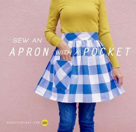 TUTORIAL: Apron with a Pocket – MADE EVERYDAY Apron Free Pattern, Sew An Apron, Easy Apron, Skirt Apron, Apron Patterns, Quick Sew, Blush Fabric, Apron Sewing, Diy Apron