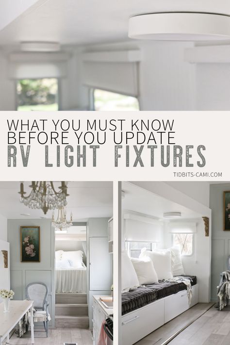 Boho Rv Remodel, Rv Light Fixtures, Rv Lighting Fixtures, Boho Rv, Camper Lights, Rv Remodeling, Rv Decorating, Lighting Hacks, Interior Light Fixtures