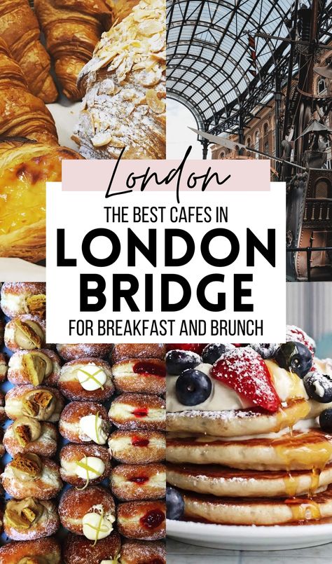 Discover the best cafes in London Bridge, Bermondsey, Borough Market, and Hay's Galleria in this complete guide - the best places to have brunch and breakfast in London Bridge on a budget, or a fancy brunch! best restaurants in london bridge coffee shop aesthetic | best things to eat at borough market | best places to eat in london on a budget | best things to do in london bridge aesthetic | best restaurants tower bridge | best brunch shard | cheap food london | london travel guide London Bridge Aesthetic, London Places To Eat, Bridge Aesthetic, Brunch London, Gluten Free London, Breakfast On A Budget, London Breakfast, Fancy Brunch, Brunch Cafe