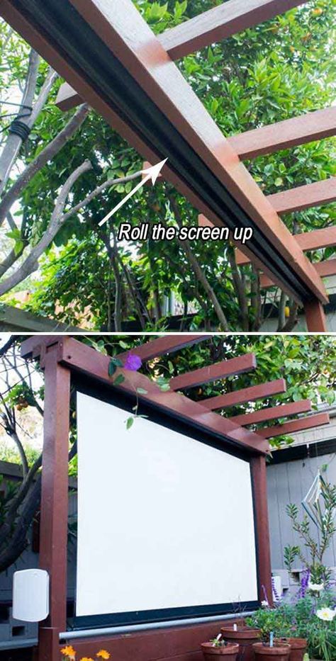 Pergola Wood, Backyard Movie, Landscape Designs, Movie Screen, Outdoor Movie, Backyard Diy Projects, Summer Weather, Shade Structure, Have Inspiration