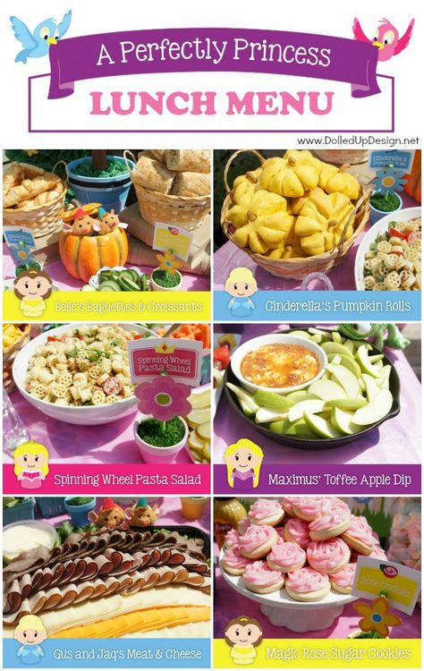 Princess Party Food Ideas Fairytale Party Food Ideas, Sleeping Beauty Food, Princess Food Ideas, Disney Party Food Ideas, 21st Birthday Party Food, Princess Party Food Ideas, Princess Themed Food, Fairytale Picnic, Disney Princess Food