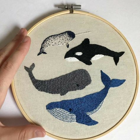 Seahorse Embroidery, Whale Embroidery, Baby Collage, Color Knowledge, Sewing Easy Diy, Diy Embroidery Patterns, Modern Embroidery, Embroidery Hoop Art, Embroidery Tutorials