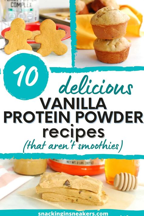 These vanilla protein powder recipes are great ways to add a little extra protein to delicious treats like muffins, cookies, and homemade bars! These protein powder recipes that aren’t smoothies or shakes are nice for adding a little variety to your routine. Vanilla Protein Powder Recipes, Vanilla Protein Recipes, Protein Powder Muffins, Protein Powder Brownies, Protein Powder Recipe, Best Tasting Protein Powder, Protein Powder Cookies, Keto Protein Powder, Banana Protein Muffins