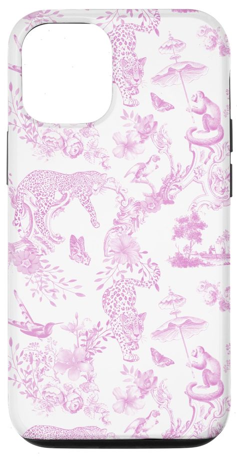 PRICES MAY VARY. Elegant vintage scenes of wildlife, birds, leaves, flowers, a monkey, leopards, birds, butterflies. Classic French Pastel Pink and White. Classic French Pink for people who love preppy aesthetic, coastal grandma, grandmillenials. Two-part protective case made from a premium scratch-resistant polycarbonate shell and shock absorbent TPU liner protects against drops Printed in the USA Easy installation