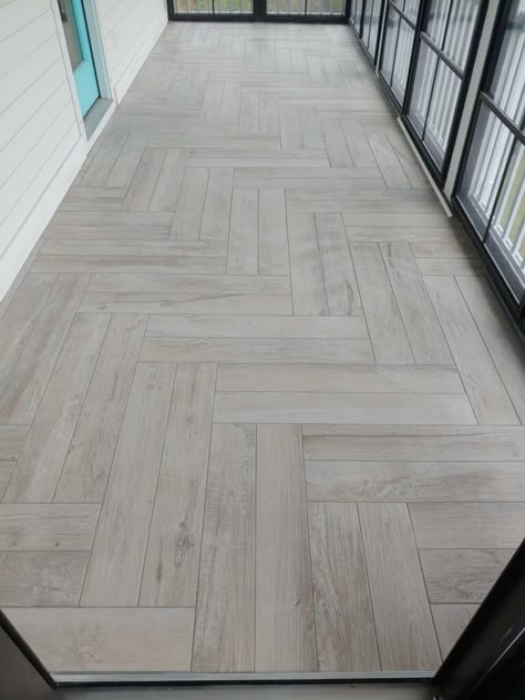 Tile Wood Flooring, Herringbone Floors, Herringbone Tile Floors, Wood Floor Pattern, Three Season Room, Herringbone Wood Floor, Tile Design Pattern, Service Area, Wood Tile Floors