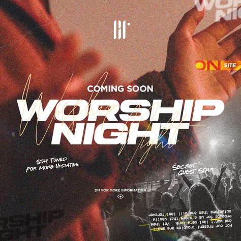 Ministry Social Media Ideas, Midweek Service Graphic, Worship Night Poster Design, Night Of Worship Graphic, Youth Group Social Media Posts, Youth Worship Night, Worship Night Graphic, Worship Graphic Design, Worship Night Poster