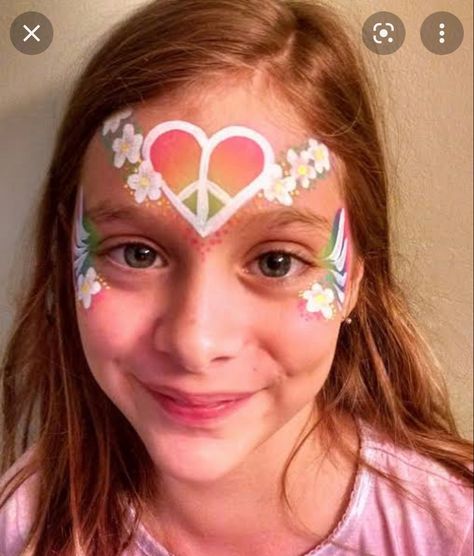 Retro Face Paint, Flower Power Face Paint, Groovy Face Paint, 70s Face Paint, Hippie Face Paint, Plant Swap, Hippie Kids, Gothic Ideas, Face Paints