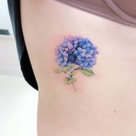 Sorry Mom Tattoo, Hydrangea Tattoo, Blue Hydrangea Bouquet, Gladiolus Tattoo, Purple Tattoos, Flower Tattoo Ideas, Rose Tattoo Sleeve, Quill And Ink, Scar Tattoo