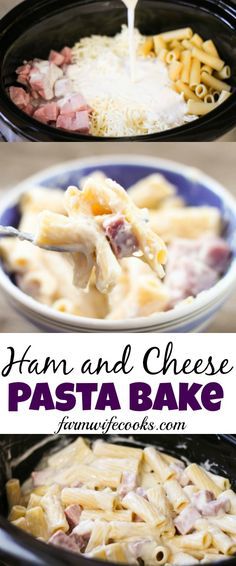 Are you looking for an easy crock pot meal? This Ham and Cheese Pasta Bake is the perfect, kid-friendly weeknight meal! Ham And Cheese Pasta, Cheese Pasta Bake, Slow Cooker Desserts, Cheese Pasta, Crock Pot Cooking, Pasta Bake, Ham And Cheese, Crockpot Recipes Easy, Linguine