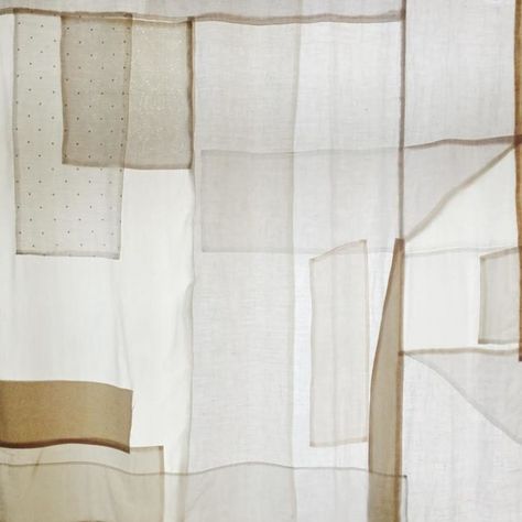 Line Johansen Curtain | Remodelista  A translucent window curtain incorporates tea-dyed scraps. Line's curtains and window panels are made to measure and also work well as room dividers. Muar, Curtain Wall, Textile Fiber Art, Window Panels, Fabric Art, Textile Art, Textile Design, Fiber Art, Textiles