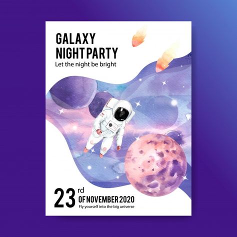 Galaxy Poster Design, Watercolor Party, Comic Pop Art, Pastel Galaxy, Blog Website Design, Galaxy Theme, Galaxy Poster, Poster Watercolor, Infographic Design Inspiration