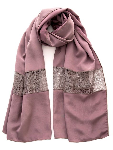 Astrid-Silk and Lace Stole-Mauve Formal Shawl, Salwar Suit Neck Designs, Scarf Photography, Embroidery Scarf, Hijab Designs, Evening Wraps, Evening Shawls, Silk And Lace, Simple Kurta Designs