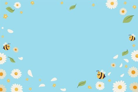 Free vector flat spring background with ... | Free Vector #Freepik #freevector #spring-wallpaper #springtime #flat-floral #spring-season Bee Wallpaper, Background Desktop, Cute Vector, Slide Background, Presentation Backgrounds, Background Powerpoint, Spring Flats, Spring Kids, Spring Background