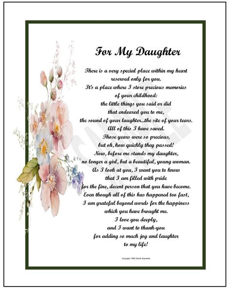 Poem for Daughter's Birthday DIGITAL DOWNLOAD My - Etsy Australia Poem To My Daughter, Graduation Poems, Granddaughter Quotes, Daughter Poems, For My Granddaughter, Granddaughter Birthday, Great Graduation Gifts, Graduation Quotes, Poems Beautiful