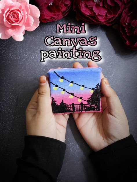 Mini canvas painting Painting For Beginners Easy, Painted Shorts, Canvas Painting Tutorials, Painting For Beginners, Painting Painting, Diy Youtube, Mini Canvas, Easy Paintings, Painting Tutorial