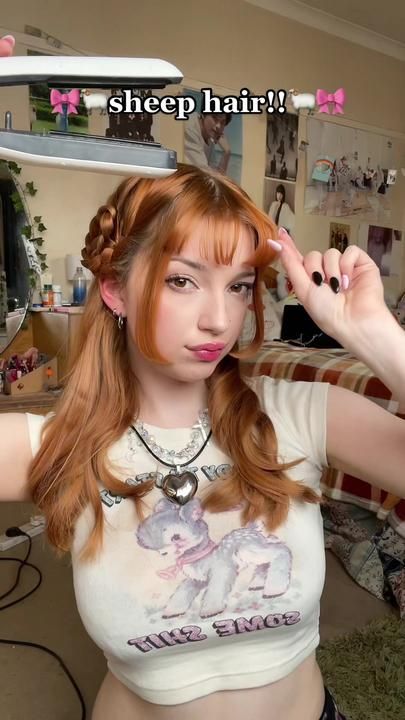 sheep hairrrrr !!! 🐏🐏 i think this is one of my favourites actually ... | Cute Hairstyles | TikTok Lamb Hairstyle, Sheep Hairstyle, Cute Hairstyles Tiktok, Cottagecore Hairstyles, Hairstyles Tiktok, Iconic Hair, Hair Curling Tutorial, Hair Idea, Girl Haircuts