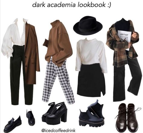 Fashen Fashion Style, Dark Academia Outfit Tomboy, Dark Academia Simple Outfit, Baggy Dark Academia Outfit, Dark Academia Must Haves Clothes, Dark Acedima Outfits, Dark Academia Outfits, Dark Academia Outfit, Academia Outfits